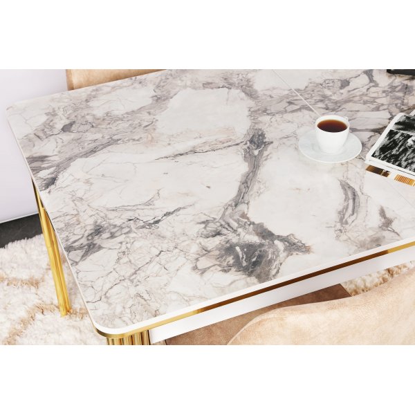 Dalmar Esstisch 147-182 cm - Gold/Weiß Dalmar Esstisch 147-182 cm - Gold/Weiß