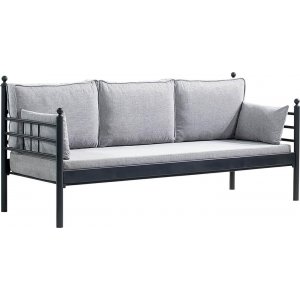 Manyas 3-Sitzer Outdoor-Sofa - Schwarz/Rauch + Mbelpflegeset fr Textilien