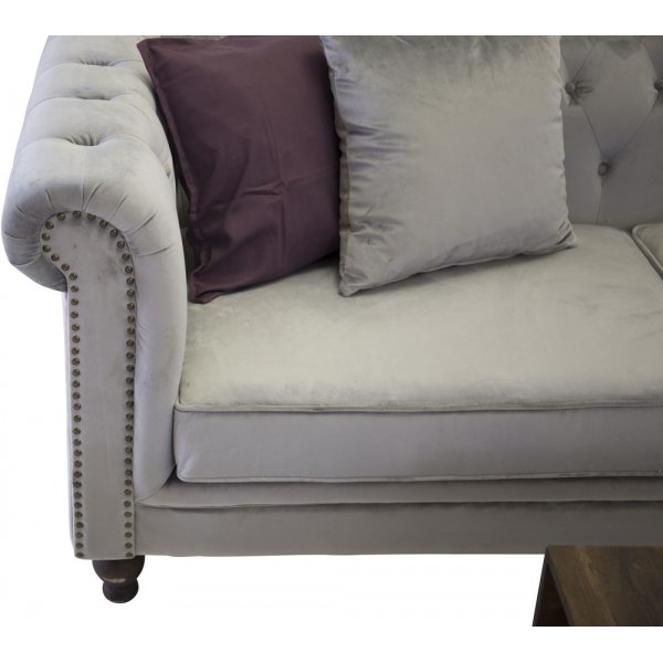 Chesterfield Churchill 3-Sitzer Sofa - Helles Grau Samt