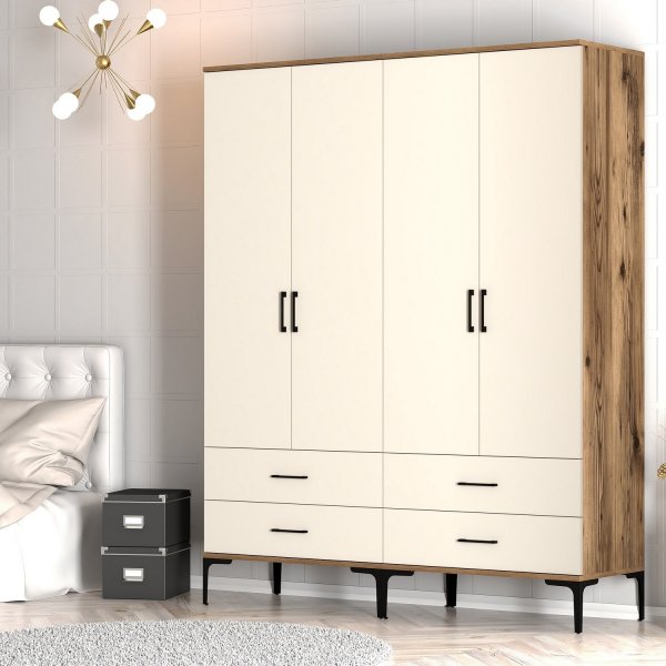 Kumsal Kleiderschrank 14 Walnuss/Creme
