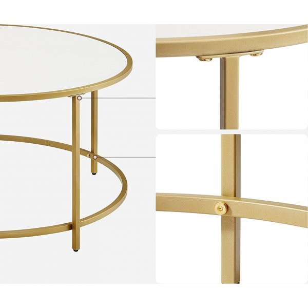 Katarina Couchtisch 84 cm - Wei/Gold