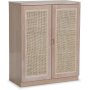 Ebener Schrank in Wei mit Rattantren