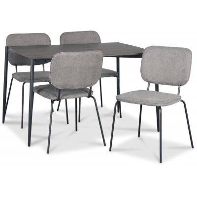 Lokrume Essgruppe 120 cm Tisch aus dunklem Holz + 4 Lokrume graue Stühle