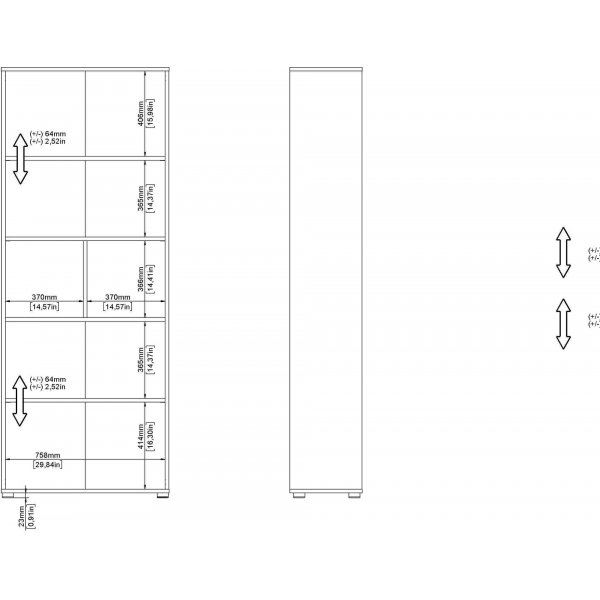 Sign hohes B�cherregal mit 2 T�ren - Wei�/Hickory
