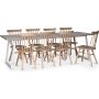 Edge-Essgruppe; Esstisch aus weiem HPL 240x90 cm mit 8 Orust Rohrsthlen Whitewash