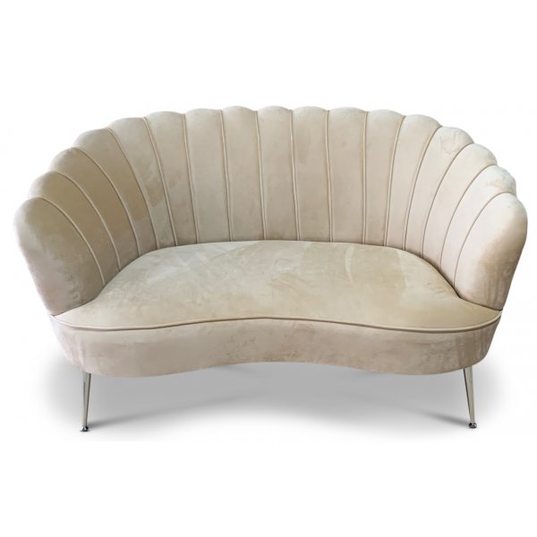 Snckan 2-Sitzer Sofa - Beiger Samt / Chrom