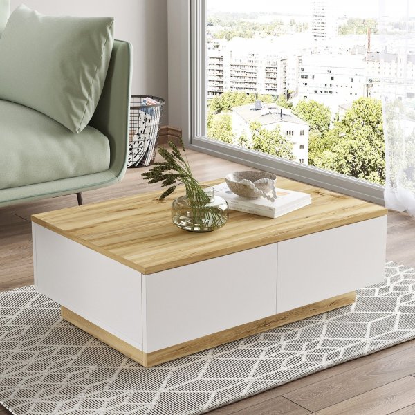 Luvio Couchtisch 17, 90x60 cm - Eiche/Wei