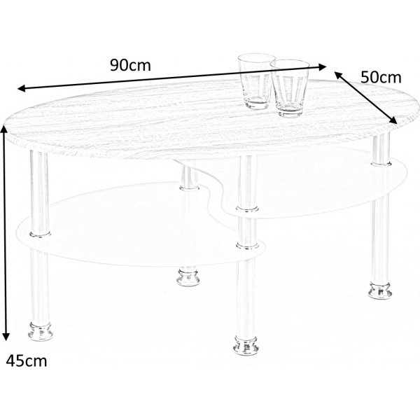 Adiba Couchtisch - Wei/Eiche + Mbelfe