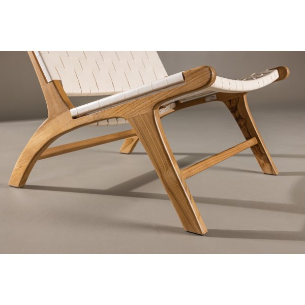 Rike Loungesessel - Creme PU/Teak Rike Loungesessel - Creme PU/Teak