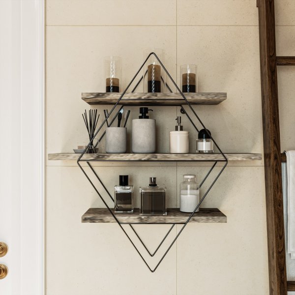 Dekoryum Wandregal Eiche/schwarz