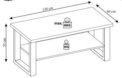 Kasady Couchtisch 120 cm - Wotan Eiche/schwarz