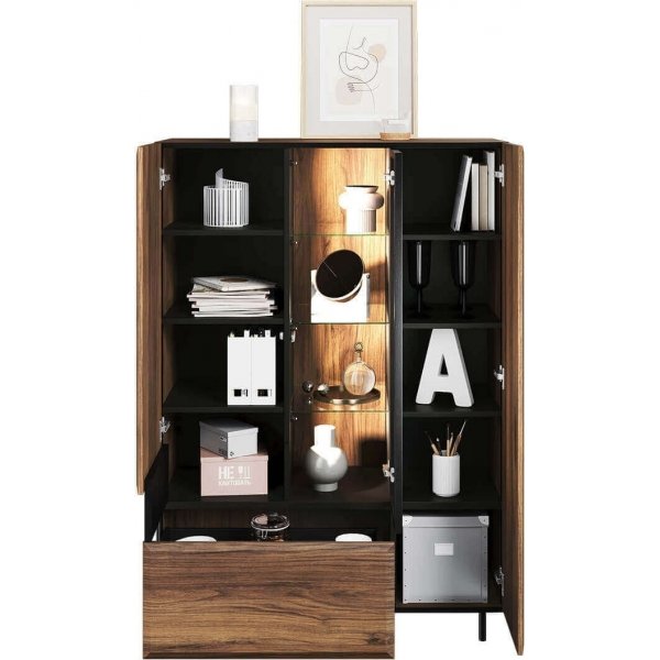 Borga Vitrine - Catania Eiche/schwarz