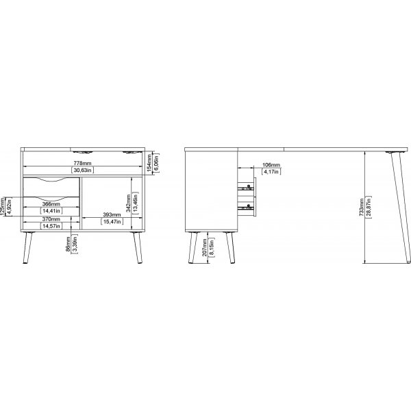 Oslo Schreibtisch 145 x 81 cm - Wei/Eiche