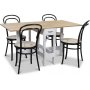 Signum Essgruppe Slag Tisch Wei/Eiche mit 4 schwarzen Thonet No14