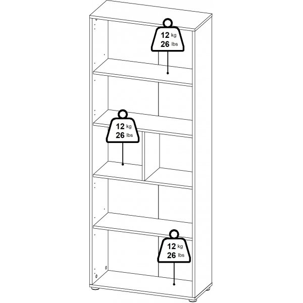 Sign hohes B�cherregal mit 4 T�ren - Wei�/Hickory