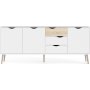 Oslo Sideboard mit 3 Schrnken und 3 Schubladen - Wei/Eiche