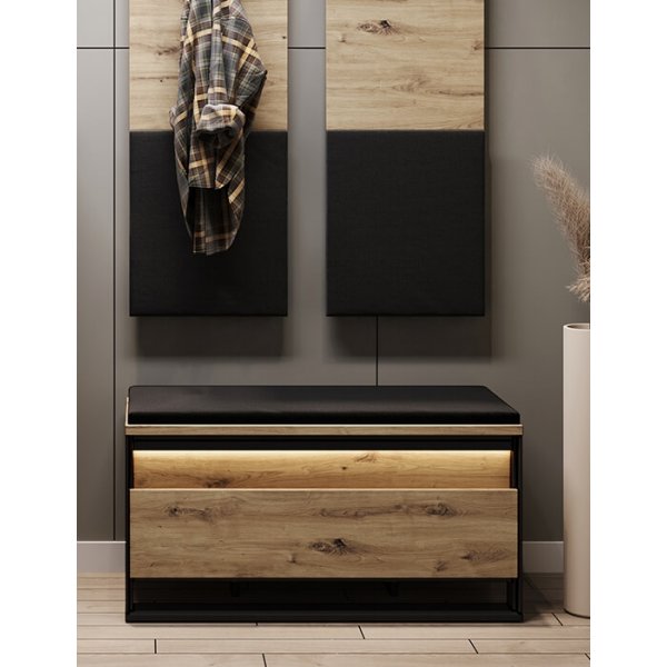 Quant Dielenbank 92 cm - Artisan-Eiche/Schwarz