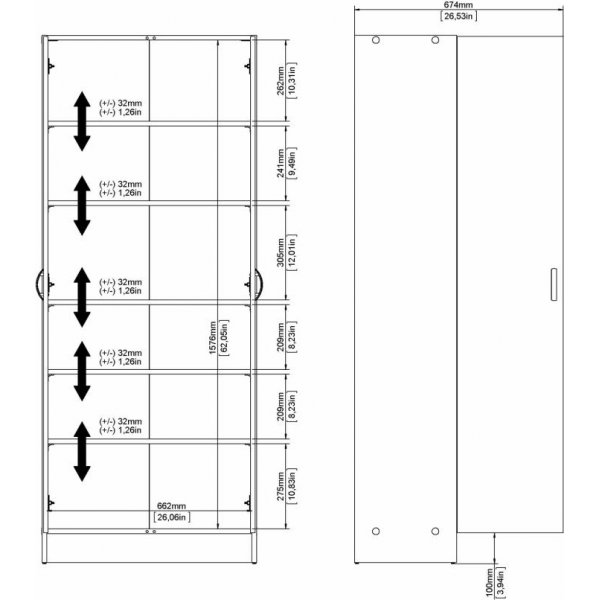 Focus-Schrank - Wei� - H�he 200 cm - Breite 49,2 cm
