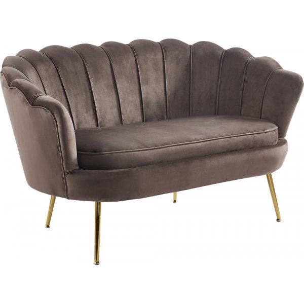 Kingsley 2-Sitzer-Sofa in Samt - Braun / Messing + Möbelfüße Kingsley 2-Sitzer-Sofa in Samt - Braun / Messing + Möbelfüße