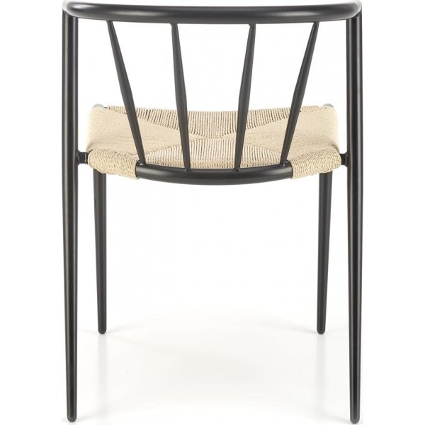 Stapelbarer schwarzer Esszimmerstuhl Cadeira 515 mit Seilsitz Stapelbarer schwarzer Esszimmerstuhl Cadeira 515 mit Seilsitz