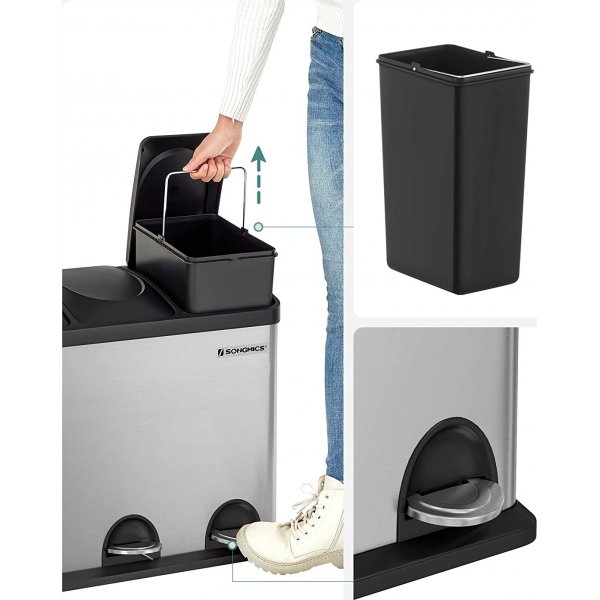 Luan Abfalleimer 54 l - Silber/schwarz Luan Abfalleimer 54 l - Silber/schwarz