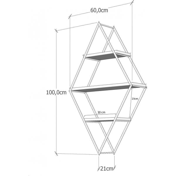 Prizma Wandregal - Schwarz/Walnuss