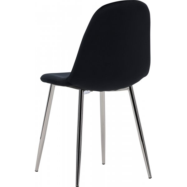 Bridge Esszimmerstuhl - Schwarzer Samt/Chrom