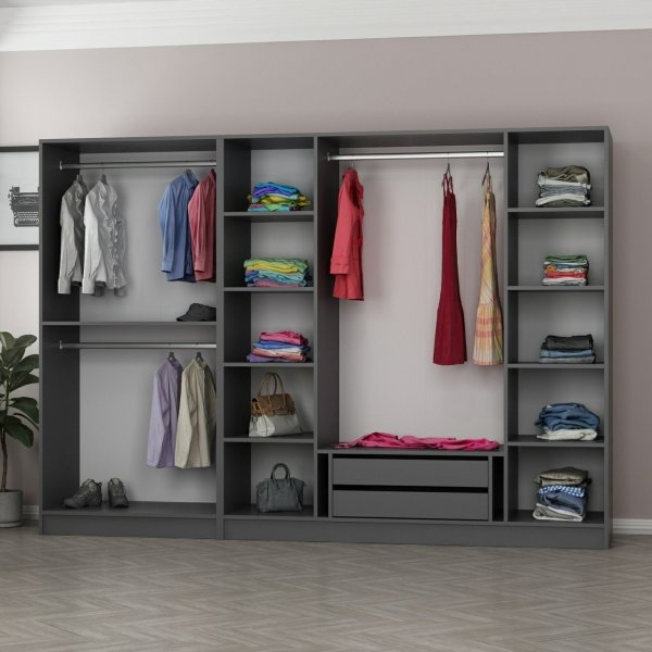 Cavolo Kleiderschrank 270 cm, Variante A - Anthrazit