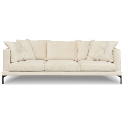 York 4-Sitzer-Sofa aus beigem Samt + Mbelpflegeset fr Textilien