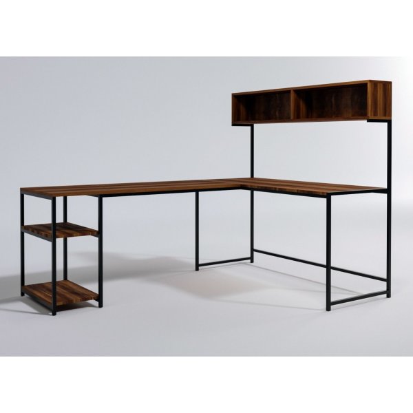 Casino-Eckschreibtisch mit Regalen 200x60 cm - Walnuss Casino-Eckschreibtisch mit Regalen 200x60 cm - Walnuss