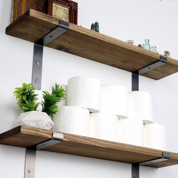 Lamba Wandregal 4 - Schwarz/Walnuss