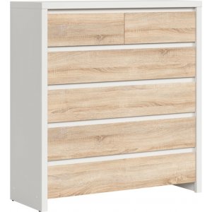 Kaspische Kommode 104,5 x 112 cm - Wei/Sonoma-Eiche