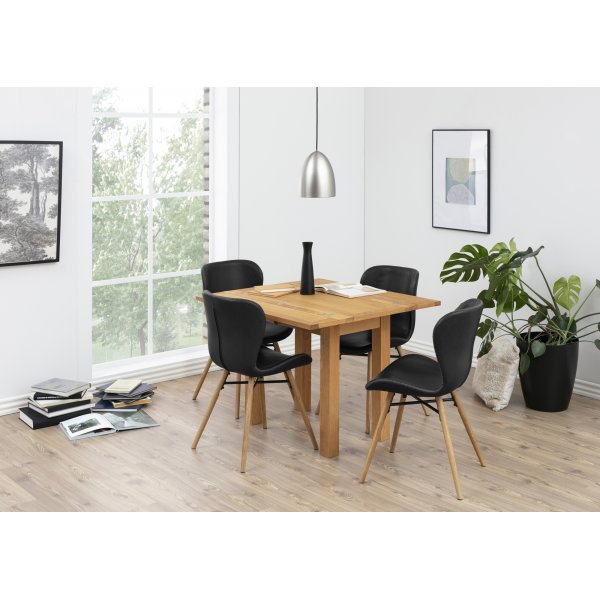 Batilda Esszimmerstuhl - Schwarzes PU/Eiche Batilda Esszimmerstuhl - Schwarzes PU/Eiche