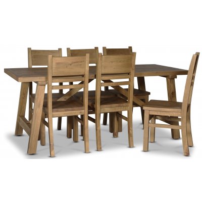 Woodforge Esstisch mit 6 Stühlen aus recyceltem Holz
