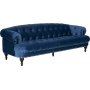 Sofa Chesterfield 3-Sitzer Sofa in blauem Samt