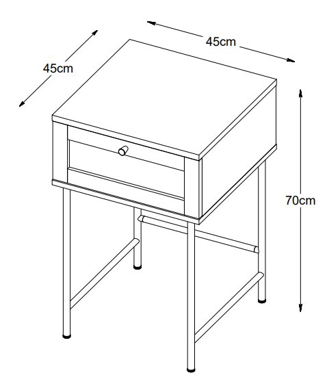 Menu schwarzer Nachttisch mit Schublade