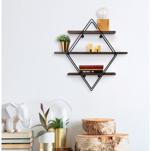 Erasmus Wandregal - Schwarz/Walnuss