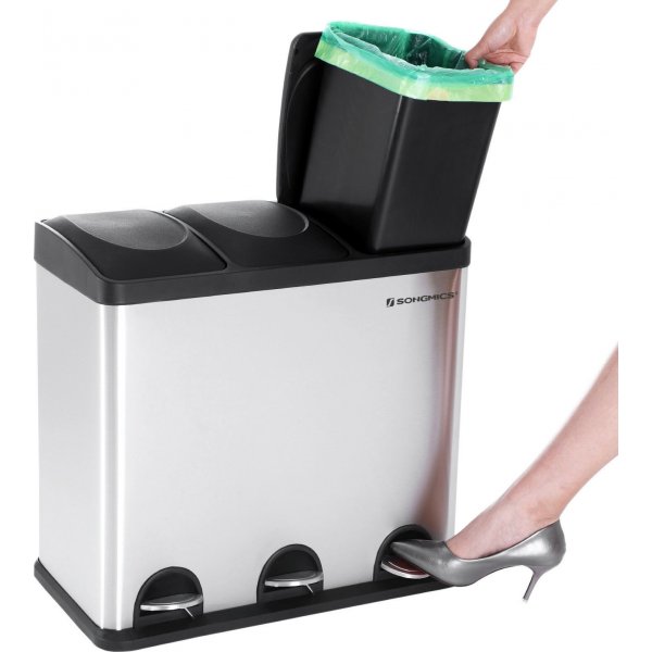 Luan Abfalleimer 54 l - Silber/schwarz Luan Abfalleimer 54 l - Silber/schwarz