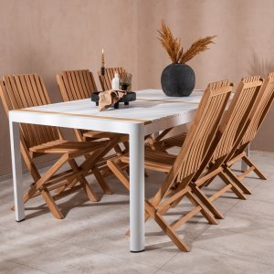 Togo Outdoor-Essgruppe mit 6 Ghana-Sthlen - Teak/Wei