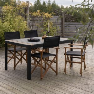 Togo Outdoor-Essgruppe mit 4 Marion-Sthlen - Schwarz/Teak