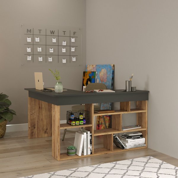Tywin Eckschreibtisch 129x120 cm - Kiefer/schwarz Tywin Eckschreibtisch 129x120 cm - Kiefer/schwarz