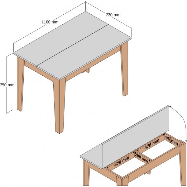 Esstisch Kyiv in Walnuss/Weiß -110x72 cm Esstisch Kyiv in Walnuss/Weiß -110x72 cm