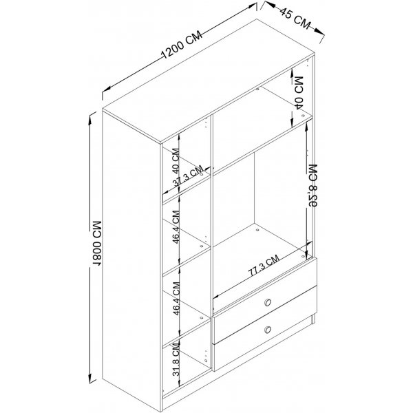 Yaman Kleiderschrank 120 x 45 x 180 cm Variante A - Mattwei�