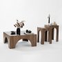 Seine Beistelltisch-Set 35/35 x 35/35 cm - Walnuss/Dunkelgrau