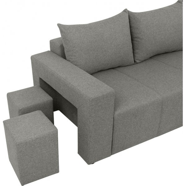 Denvo Schlafsofa mit Poufs - Grau