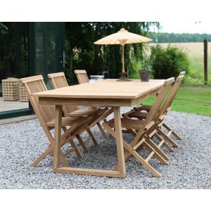 Salt Outdoor Dining Group Esstisch 240x100 cm mit 6 Esszimmersthlen - Teak + Holzl fr Mbel