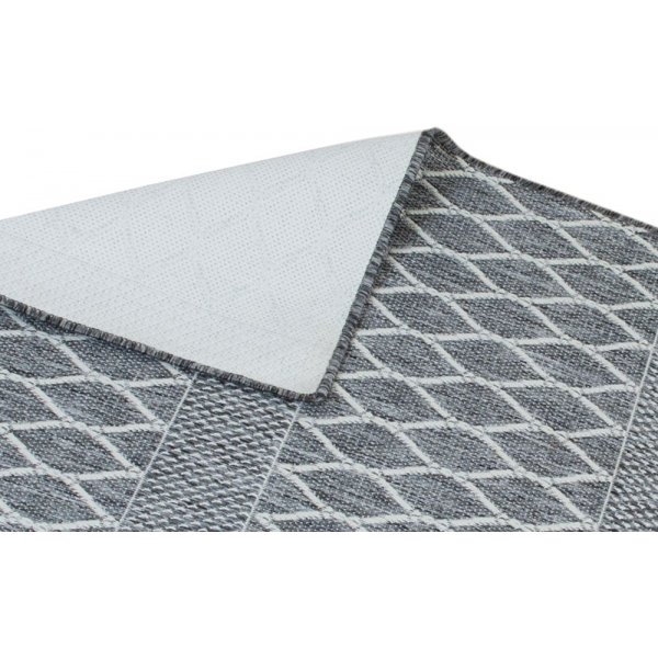 Flachgewebter Teppich Casey - Grau/Wei