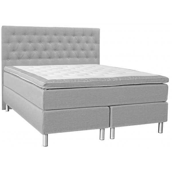 Nova Double Boxspringbett 7-Zonen-Tasche mit hellgrauem Kopfteil - Beliebige Breite