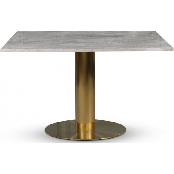 Esstisch Empire - Beige Marmor 120x120 cm / Gebürstetes Messing