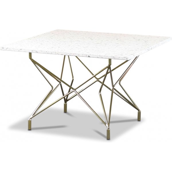 Terrazzo Couchtisch 75x75cm - Bianco Terrazzo & MessingUntergestell